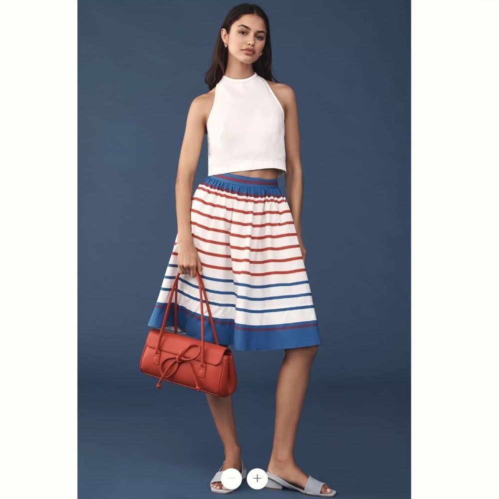 Anthropologie The Jacie Poplin Printed Knee-Length Skirt by Maeve